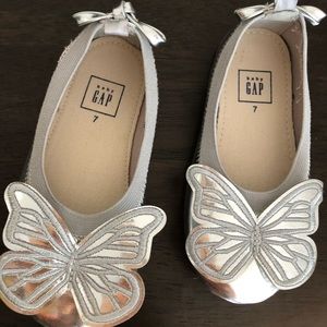 Gap Kids Metallic (Silver) Butterfly Ballet Flats
